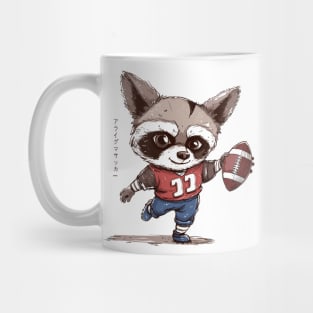 Funny Racoon Football With Kanji Mug